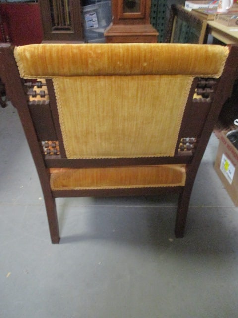 Antique Victorian Mahogany and Velvet Upholstered Arm Chair with Casters - 11