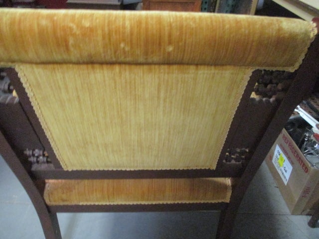 Antique Victorian Mahogany and Velvet Upholstered Arm Chair with Casters - 12