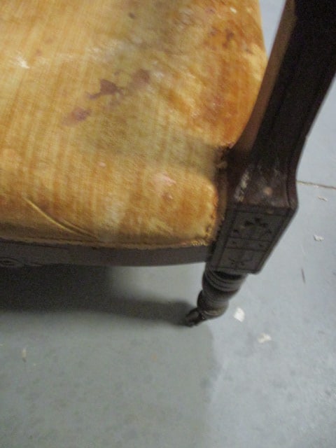 Antique Victorian Mahogany and Velvet Upholstered Arm Chair with Casters - 9