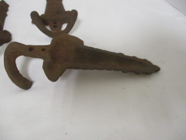 2 Vintage Brass "Ship" Key Hooks and 3 Cast Iron "Lighthouse" Hooks - 4