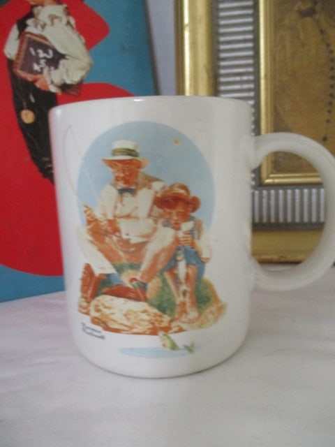 Norman Rockwell Lot - Framed Artwork, Counting Book, and Cup - 2
