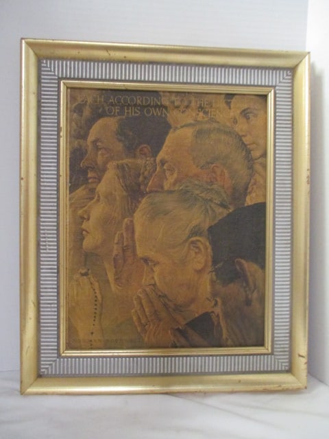 Norman Rockwell Lot - Framed Artwork, Counting Book, and Cup - 8