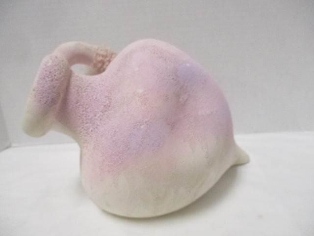 Mid Century Modern Pink and White Stoneware Pottery Sculptured Vase - 4