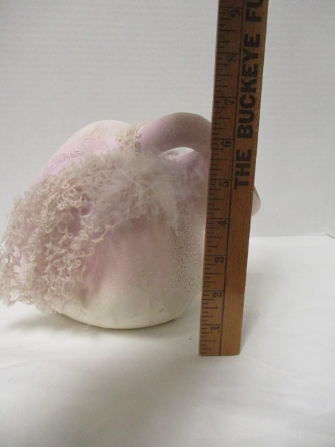 Mid Century Modern Pink and White Stoneware Pottery Sculptured Vase - 7