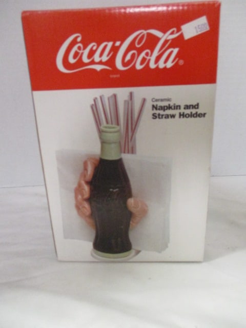 Coca-Cola Ceramic Napkin and Straw Holder in Original Box - 3
