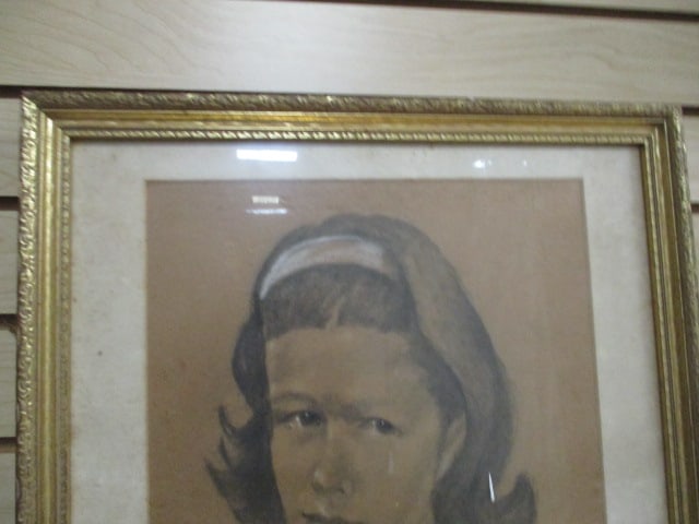 Vintage Framed and Matted 1965 Pencil Portrait - Signed and Dated - 2