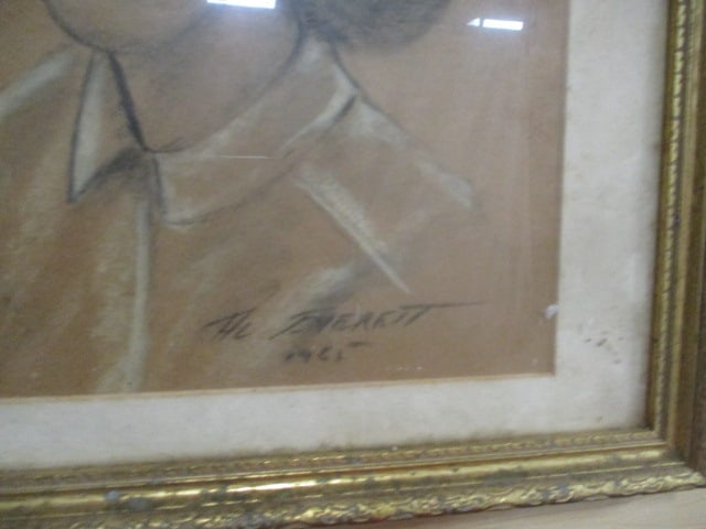 Vintage Framed and Matted 1965 Pencil Portrait - Signed and Dated - 4