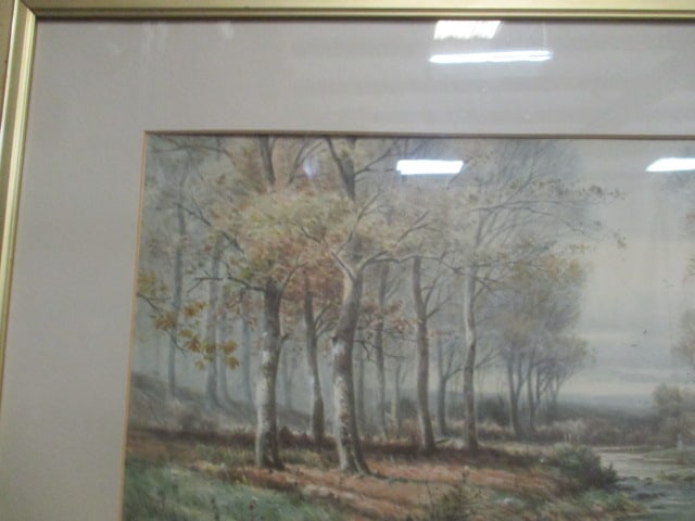 Vintage Framed and Matted Landscape Print Art by Charles Day Hunt - 2