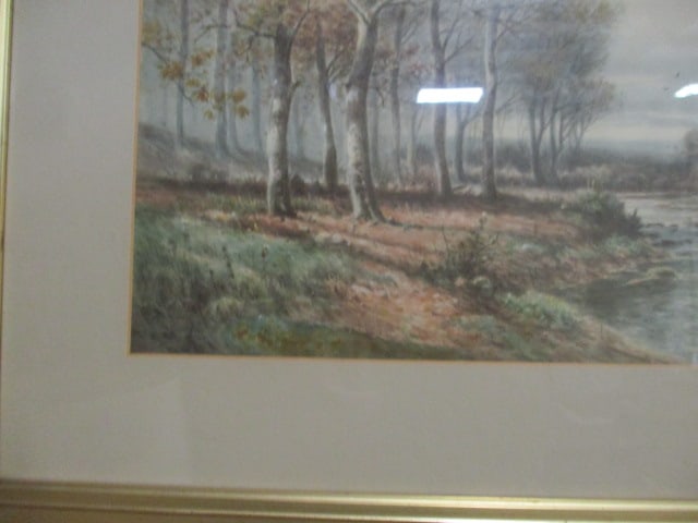 Vintage Framed and Matted Landscape Print Art by Charles Day Hunt - 3