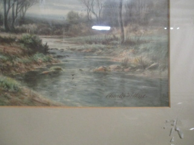 Vintage Framed and Matted Landscape Print Art by Charles Day Hunt - 4