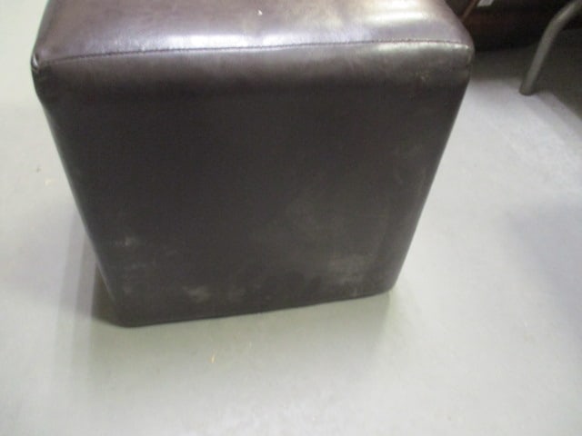 Dark Brown Faux Leather Cube Ottoman - 3