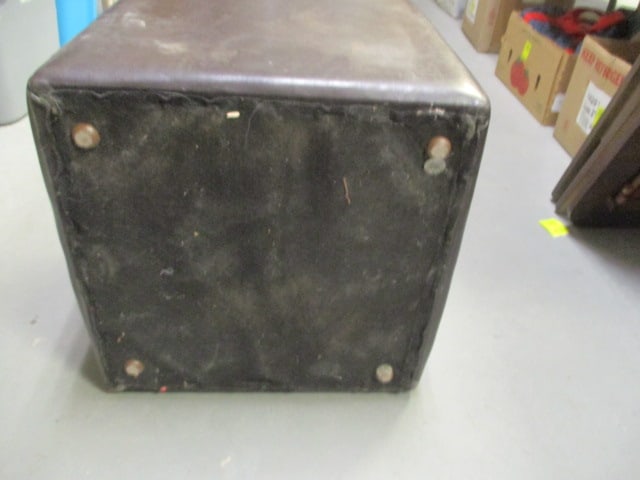 Dark Brown Faux Leather Cube Ottoman - 5