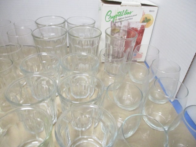 Clear Drinking Glasses Lot - All Sizes - 9