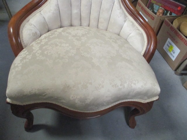 Antique Victorian Carved Mahogany and Tufted Upholstered Parlor Chair - 6