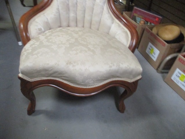 Antique Victorian Carved Mahogany and Tufted Upholstered Parlor Chair - 7