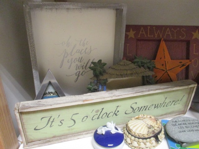 Shelf Lot - Vases, Picture Frames, Plates, Signs, Beach Decor, etc. - 2