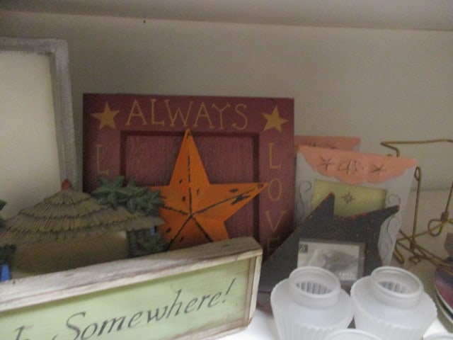 Shelf Lot - Vases, Picture Frames, Plates, Signs, Beach Decor, etc. - 4
