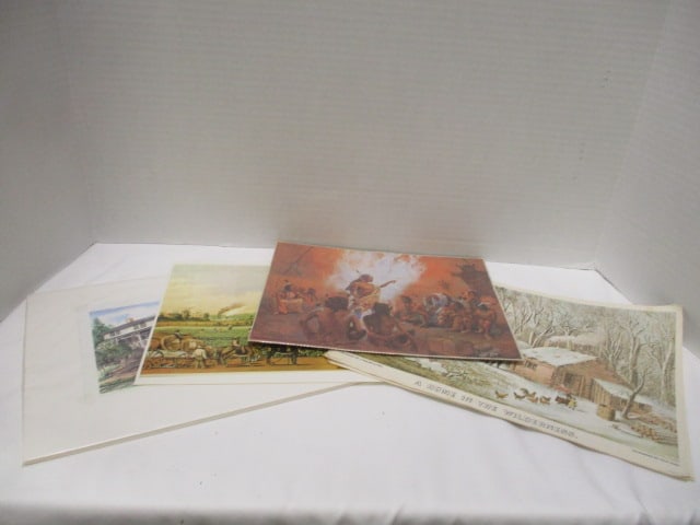Collection of 8 Vintage Early Americana Print Artwork: see pictures and preview for selection