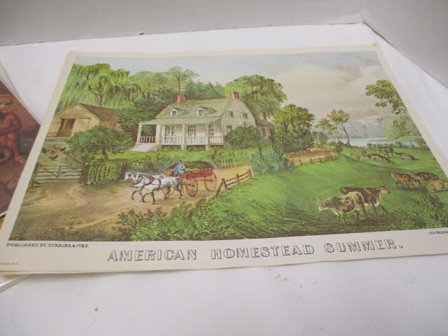 Collection of 8 Vintage Early Americana Print Artwork - 7