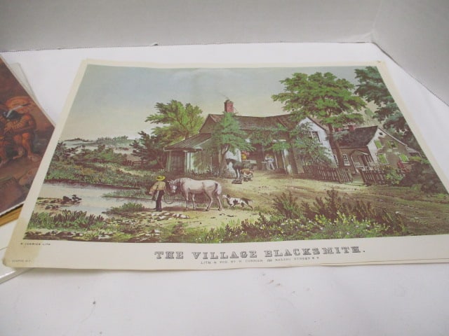 Collection of 8 Vintage Early Americana Print Artwork - 8