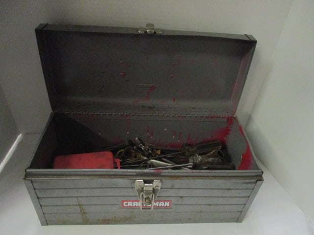 Vintage Craftsman Metal Toolbox with Keys and Tools: see pictures and preview for selection and condition