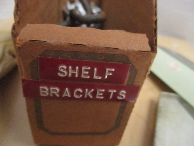 Hardware Lot - Curtain Hangers, Shelf Brackets, Light Fixtures, Pressed Wood - 6