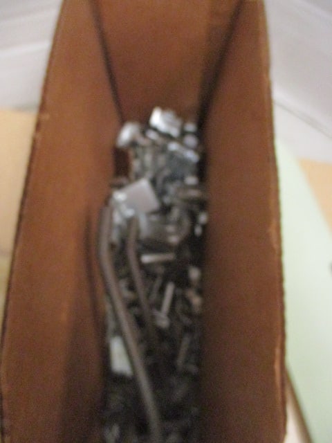 Hardware Lot - Curtain Hangers, Shelf Brackets, Light Fixtures, Pressed Wood - 7