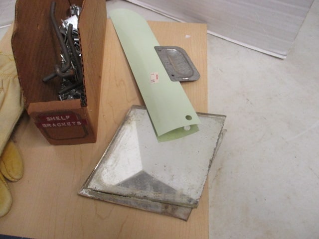 Hardware Lot - Curtain Hangers, Shelf Brackets, Light Fixtures, Pressed Wood - 8