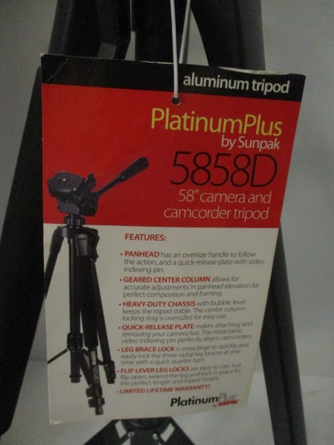 New Old Stock Sunpak Platinum Plus Aluminum Camera and Camcorder Tripod - 2