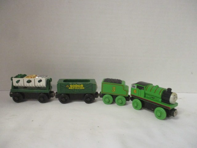 Collection of Vintage Thomas the Train Engine Wood Train Engines and Cars - 8