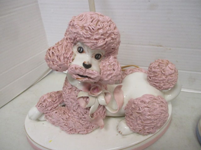 2 Mid Century Modern Ceramic Poodle Lamps - 2