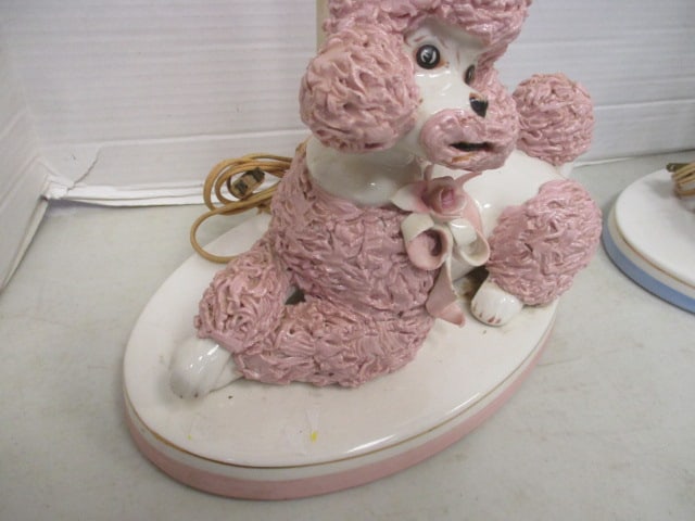 2 Mid Century Modern Ceramic Poodle Lamps - 4