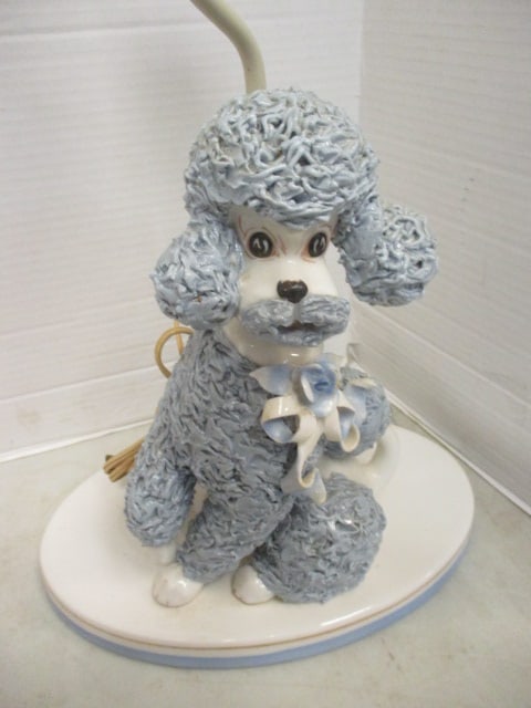 2 Mid Century Modern Ceramic Poodle Lamps - 5