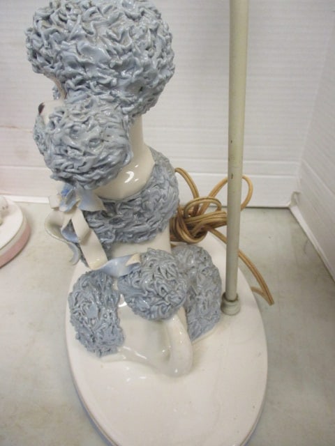 2 Mid Century Modern Ceramic Poodle Lamps - 7