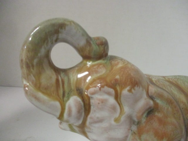 Vintage Glazed Ceramic Elephant Sculpture - Made in Japan - 2