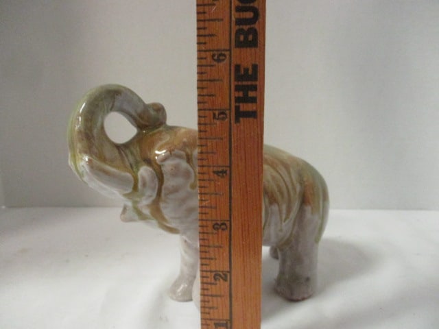Vintage Glazed Ceramic Elephant Sculpture - Made in Japan - 6