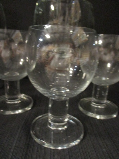 2 Large Clear Glass Goblets and 7 Short Chunky Stem Glasses - 2