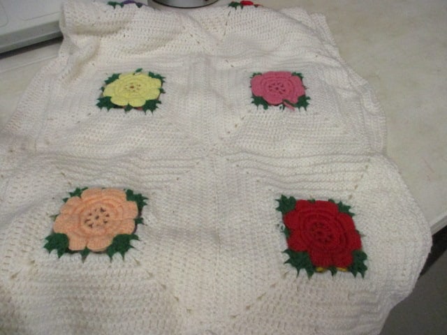 2 Vintage Handmade Afghan Blankets - 2