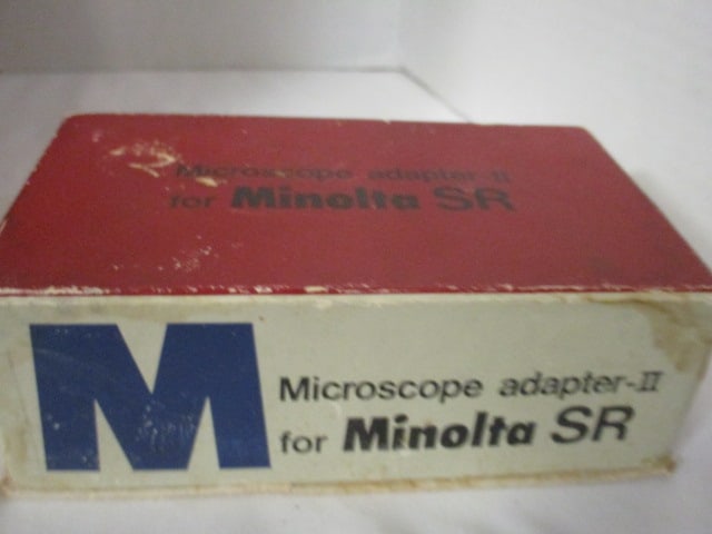 Vintage Propper Microscope in Wood Box and Minolta SR Microscope Adapter - 9