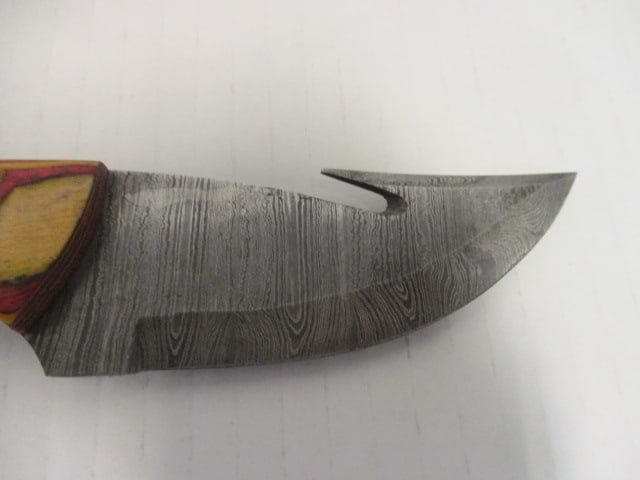 Fixed Damascus Steel Blade with Gut Hook - 2