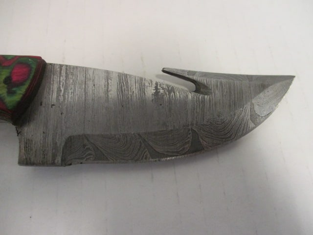 Fixed Damascus Steel Blade with Gut Hook - 2