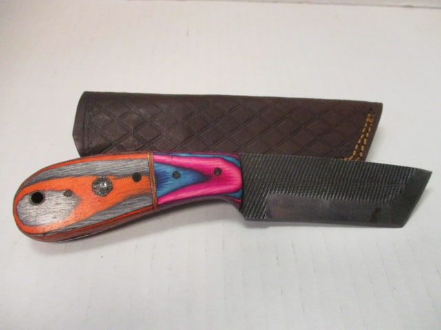 Custom "Cowboy" Belt Knife with Multi-Colored Handle: .