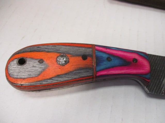 Custom "Cowboy" Belt Knife with Multi-Colored Handle - 3
