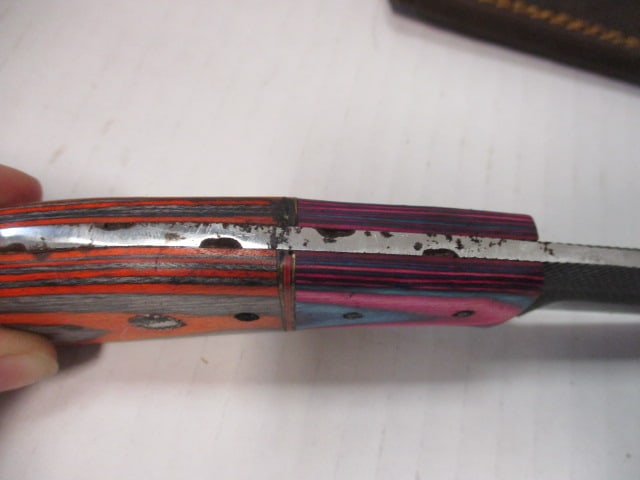 Custom "Cowboy" Belt Knife with Multi-Colored Handle - 4