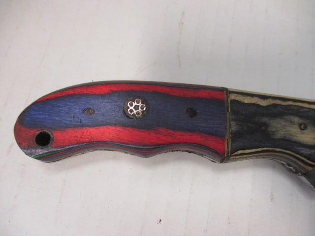 Fixed Hammered Style Blade with Colorful Wood Handle - 3
