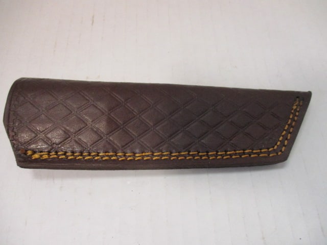 Damascus Steel Blade with Orange/Tan Wood Handle - 6