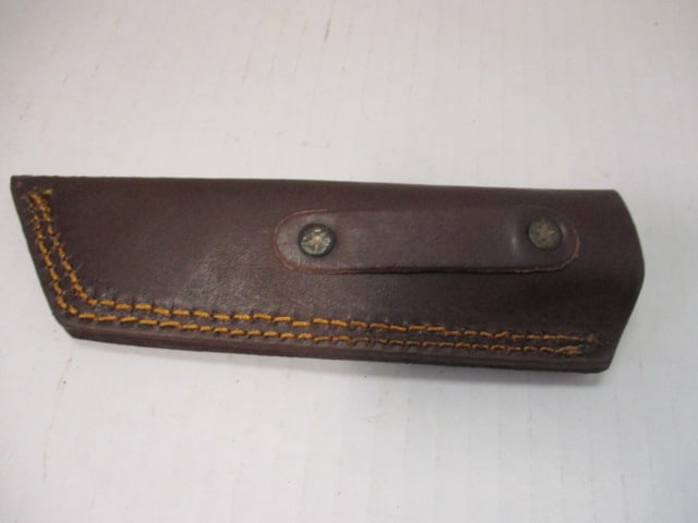 Damascus Steel Blade with Orange/Tan Wood Handle - 7