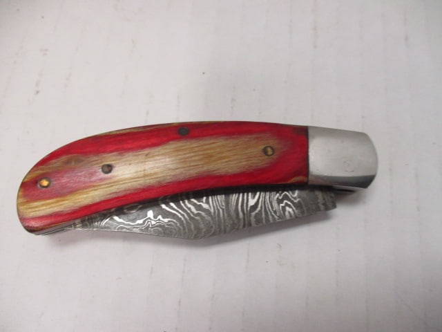 Folding Pocket Knife with Damascus Steel Blade - 8
