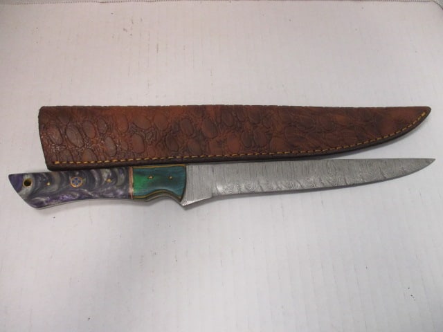 Fixed Blade Fillet/Utility Knife with Damascus Steel: .
