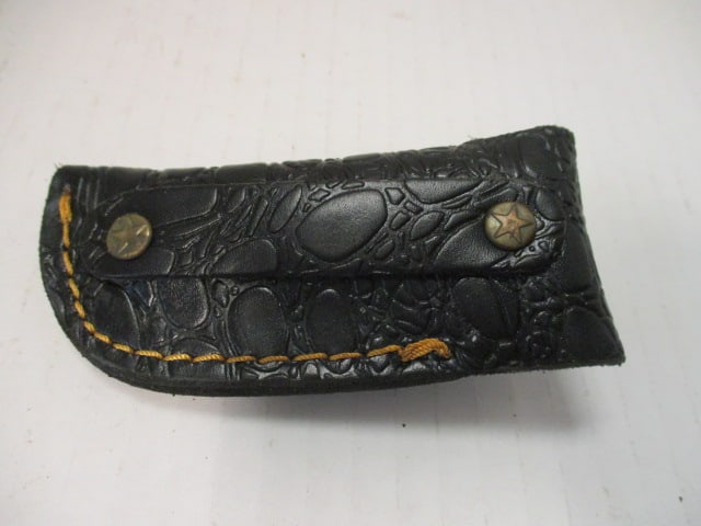 Damascus Steel Folding Pocket Knife with Engraved Brass - 7